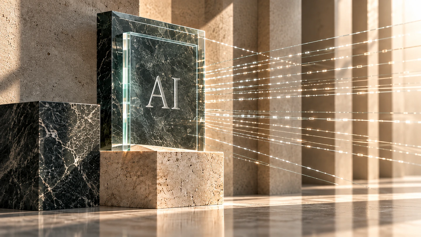 A visible identification panel representing AI disclosure.