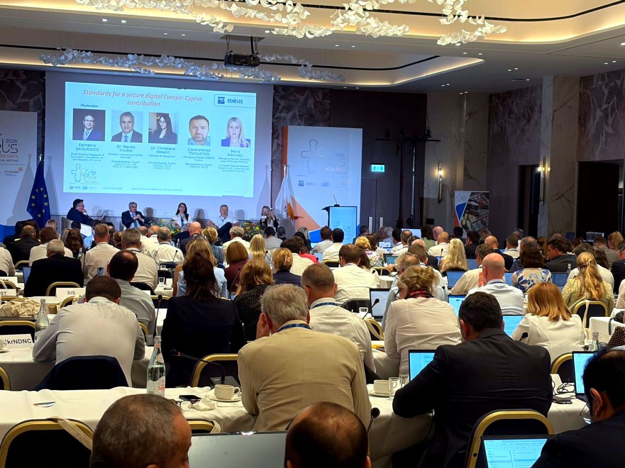 Conference audience and panel during the CEN and CENELEC Annual Meeting 2026 in Agia Napa.