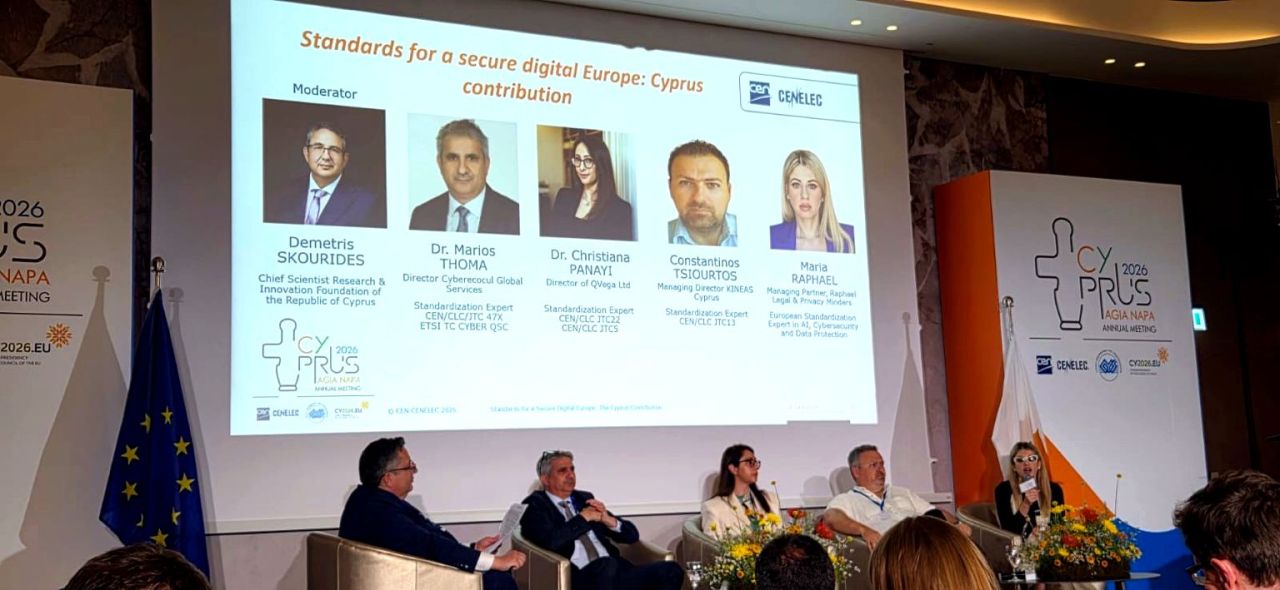Panel session at the CEN and CENELEC Annual Meeting 2026 in Agia Napa during the discussion ‘Standards for a Secure Digital Europe: The Cyprus Contribution’.