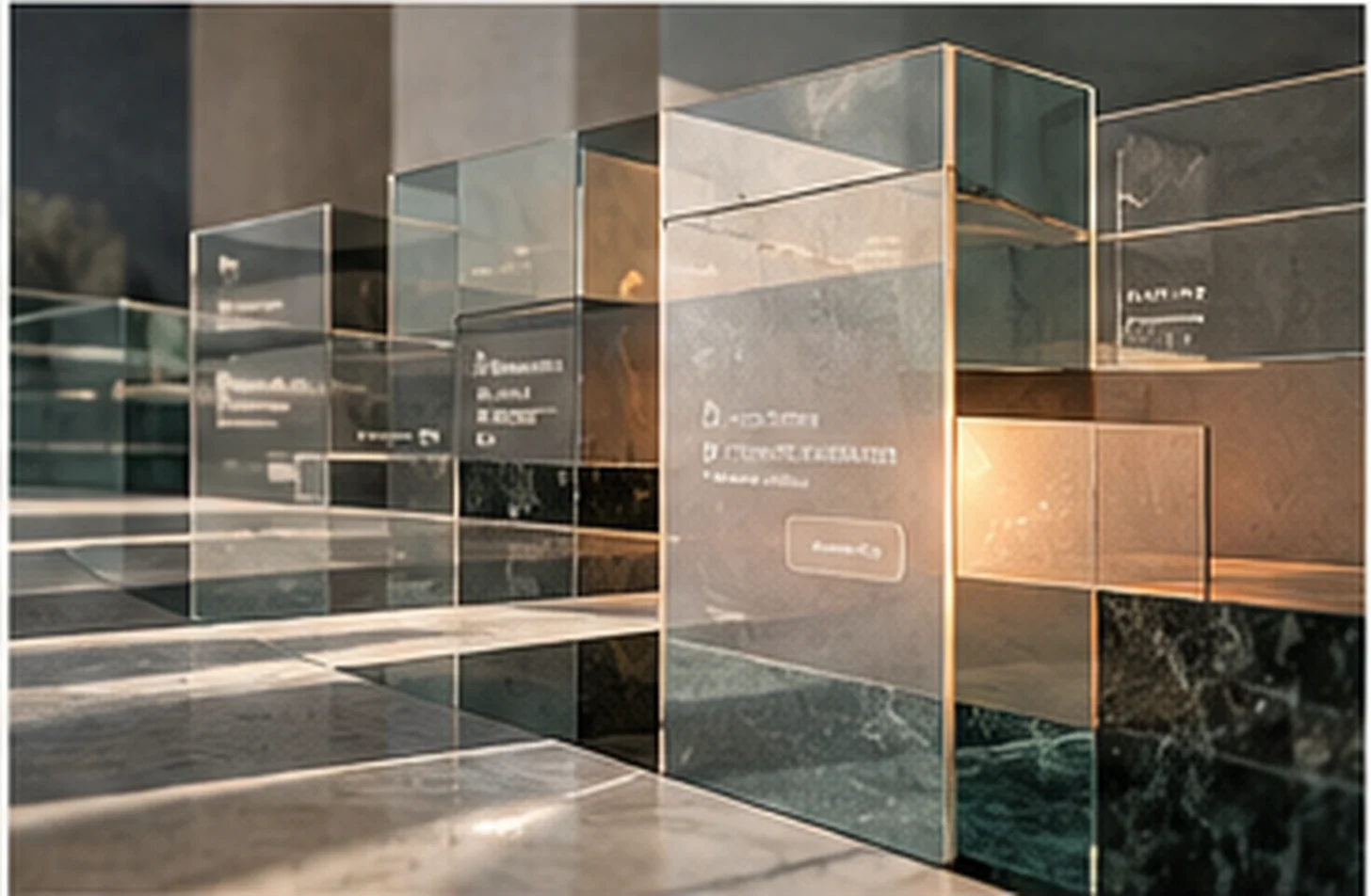 Intersecting transparent pathways representing manipulative interface design.