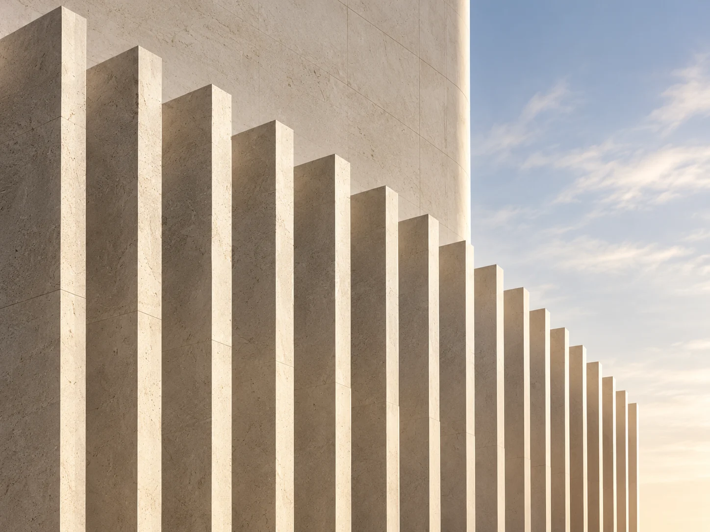 Rhythmic stone fins representing European standardisation.