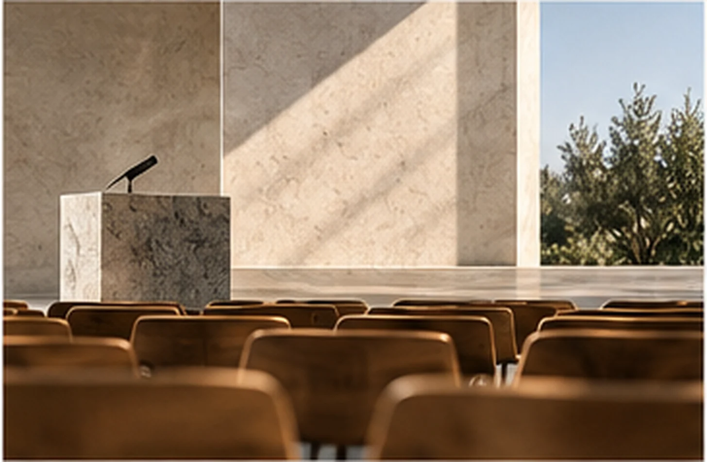 A lecture space representing data protection education.
